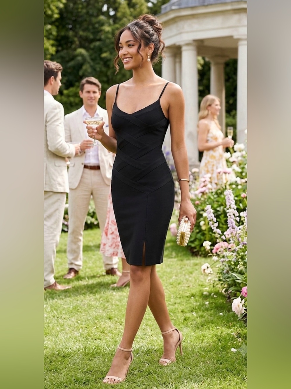 Joseph Ribkoff Black Spaghetti-Strap bandage Dress